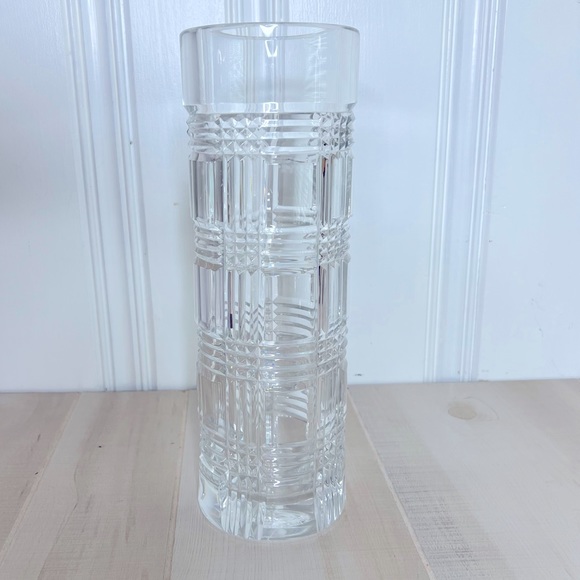 RALPH LAUREN Crystal GLEN PLAID Pattern Vase 12" Tall - RARE - Picture 6 of 9